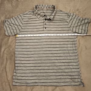 Smartwool Merino Wool Striped Gray Polo Medium Small Flaw See Photos
